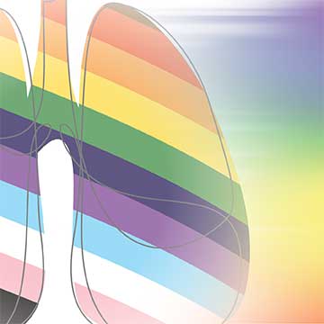 Illustration of lungs with LGBTQ+ Pride flag colors